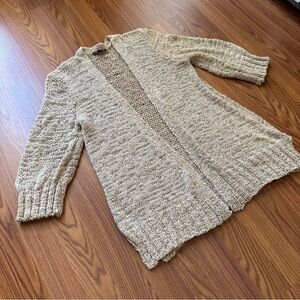 Eileen Fisher Linen Blend Open Front Cardigan Medium